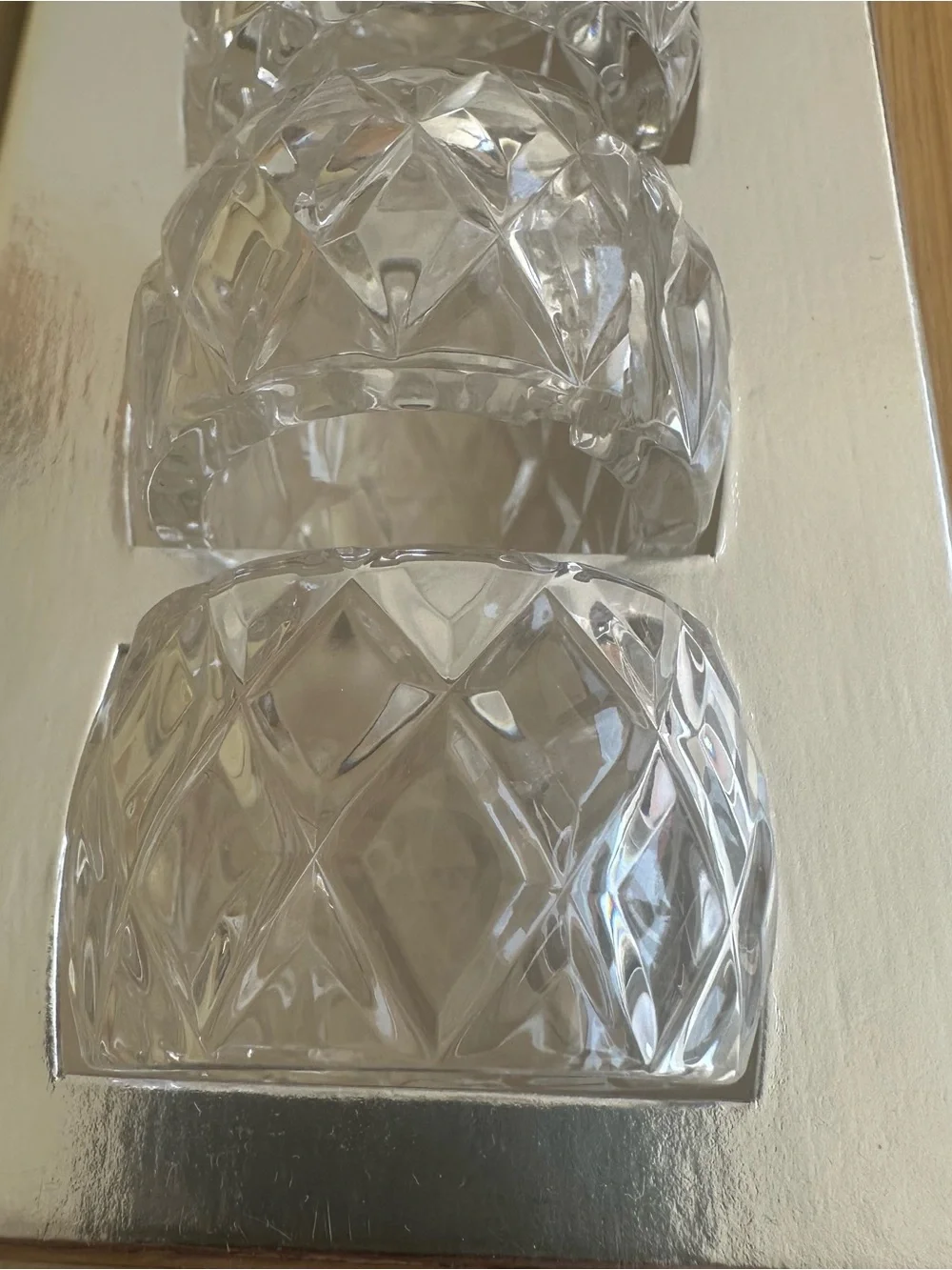 Clear Crystal Napkin Rings - Set of 4